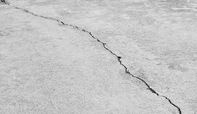Close-up view of a cracked floor