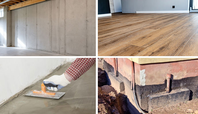 Collage of different foundation repair services