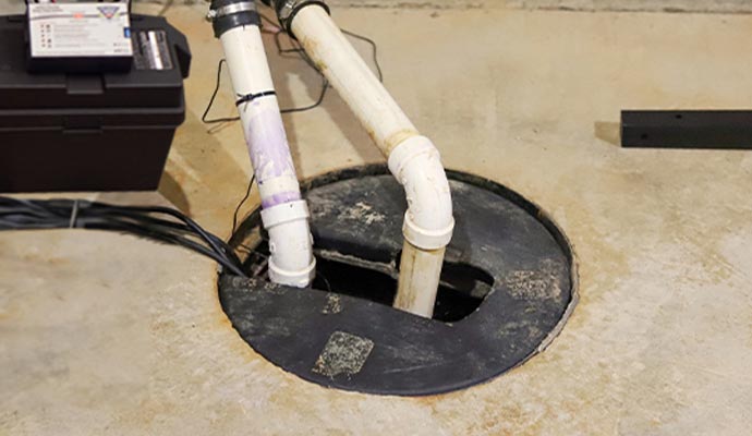 Sump pump installed in the crawl space
