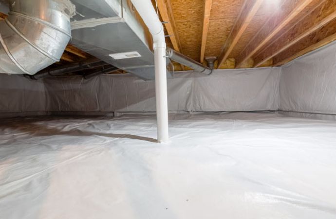 Sealed encapsulated crawl space for improved indoor air quality