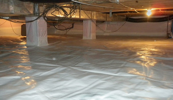 Waterproofed crawl space