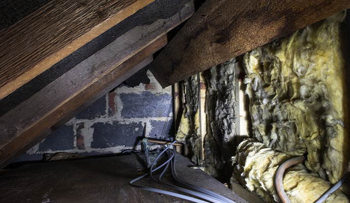 Damaged crawl space area