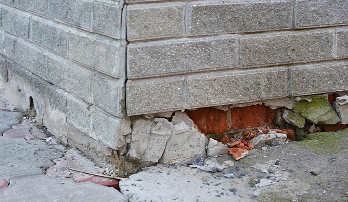 Damaged foundation wall