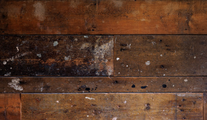 Damaged soft wooden floor