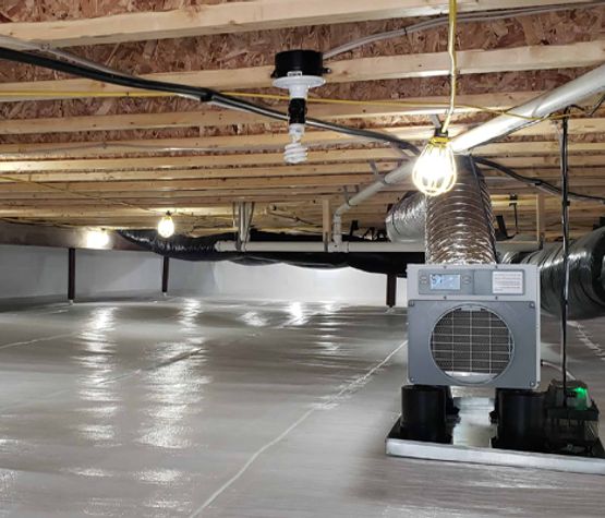 Crawl space dehumidifier installed for moisture Control