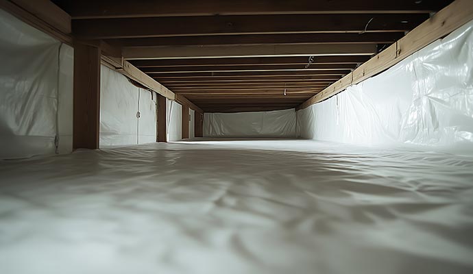 Clean encapsulated crawl space