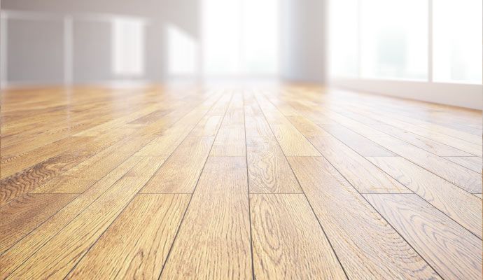 Clean sloped wooden floor with polished surface