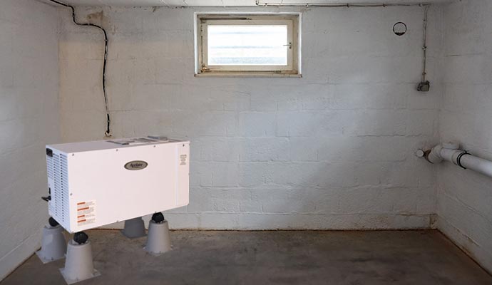 Installed dehumidifier in basement