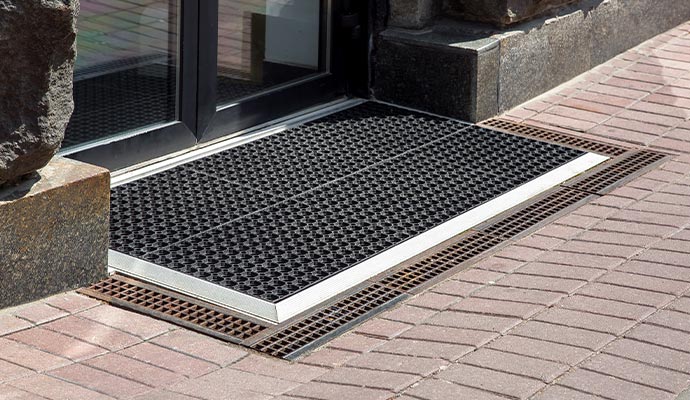 Installed drainage matting