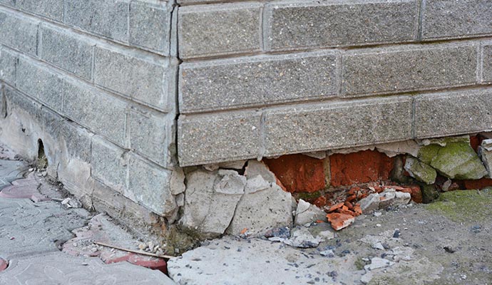 Damaged house foundation