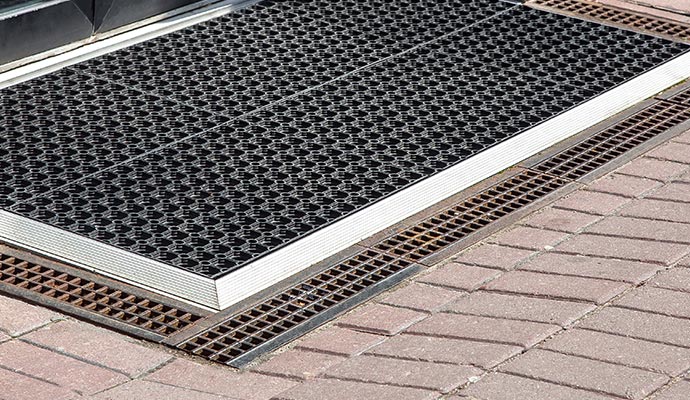 Installed drainage matting