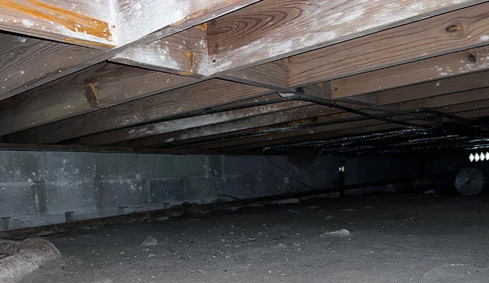 Rotten wood in crawl space