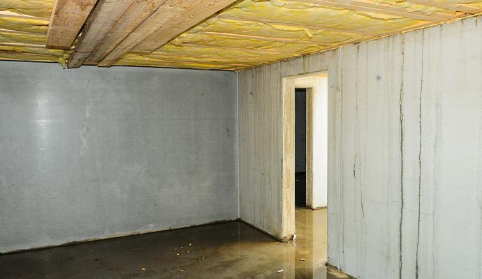 Water damaged basement floor