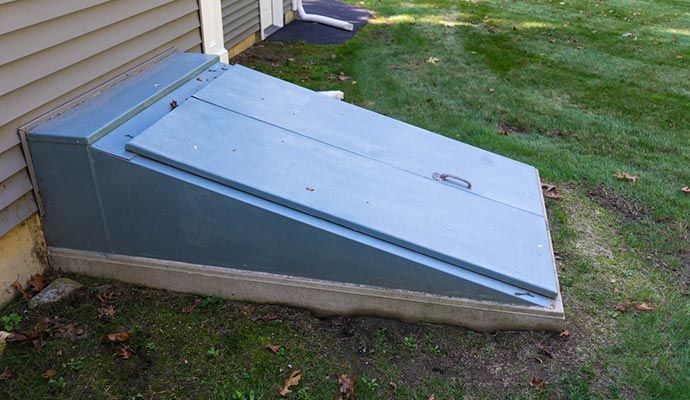 Newly installed crawl space access door