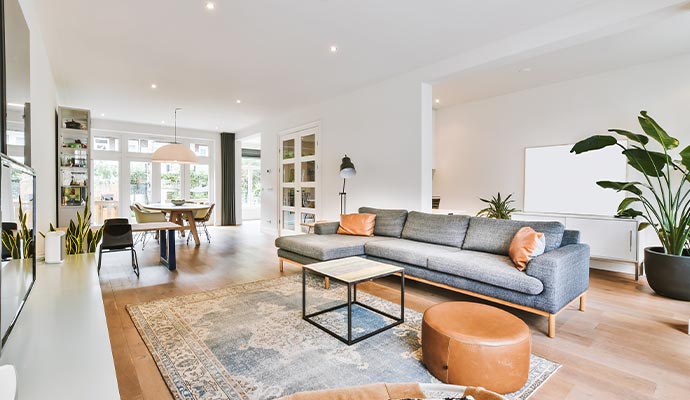 Spacious and bright modern living room