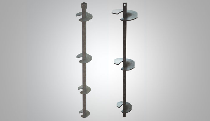 Steel helical piers used for foundation stabilization and structural support