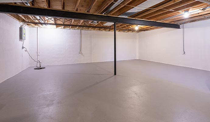 Waterproofed basement area