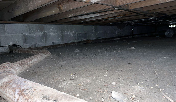 Wet and mold crawl space